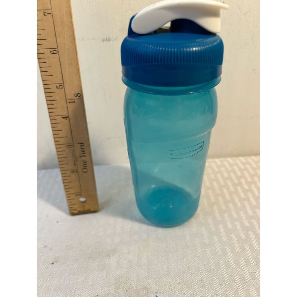 Rubbermaid flip top travel‎ cup blue 7" tall vintage